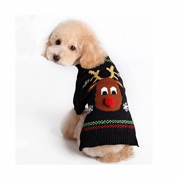 Suéter para perro, suéter de invierno para perro, suéter navideño para perro, chaqueta de punto de invierno, ropa para mascotas, regalo de suéter de moda para perro, negro XS