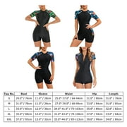 IBTOM CASTLE Womens One Piece Rash Guard Swimsuit UV Protection Floral Printed Surfing Zipper Swimwear Bathing Suit Beachwear M Blue + Red Floral