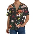 thumbnail image 3 of Vsdgher Mushroom With Snails Print Men's Wrinkle Free Untucked Cuban Shirt Business Casual Button Down Shirts Short Sleeve Shirt, 3 of 7