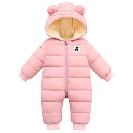 

Jiayi Baby Boy Girl Winter Warm Ear Hooded Romper Jumpsuit Jacket Overcoat Thick Down Coat