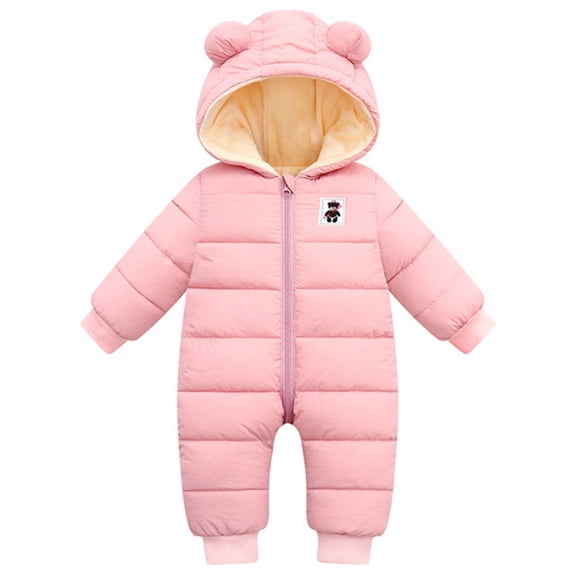 Jiayi Baby Boy Girl Winter Warm Ear Hooded Romper Jumpsuit Jacket Overcoat Thick Down Coat