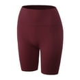 thumbnail image 2 of A2Y Women's Lightweight Mid Length High Waist Workout Seamless Ribbed Biker Shorts Wine SM, 2 of 5