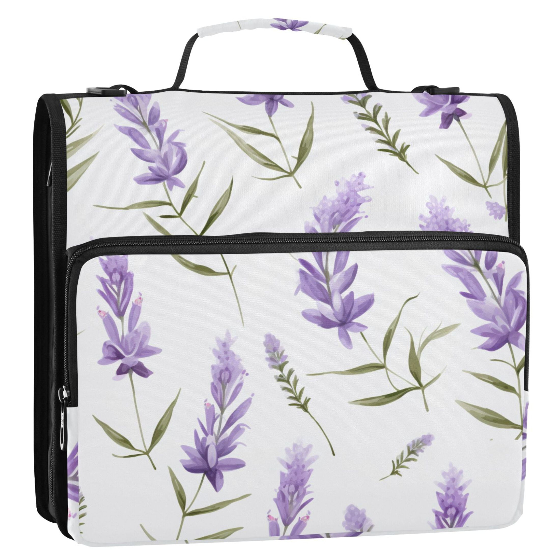 ALAZA Zipper Binder Lavender Flower 3 Ring Trapper Keeper File Folder Organizer Bag