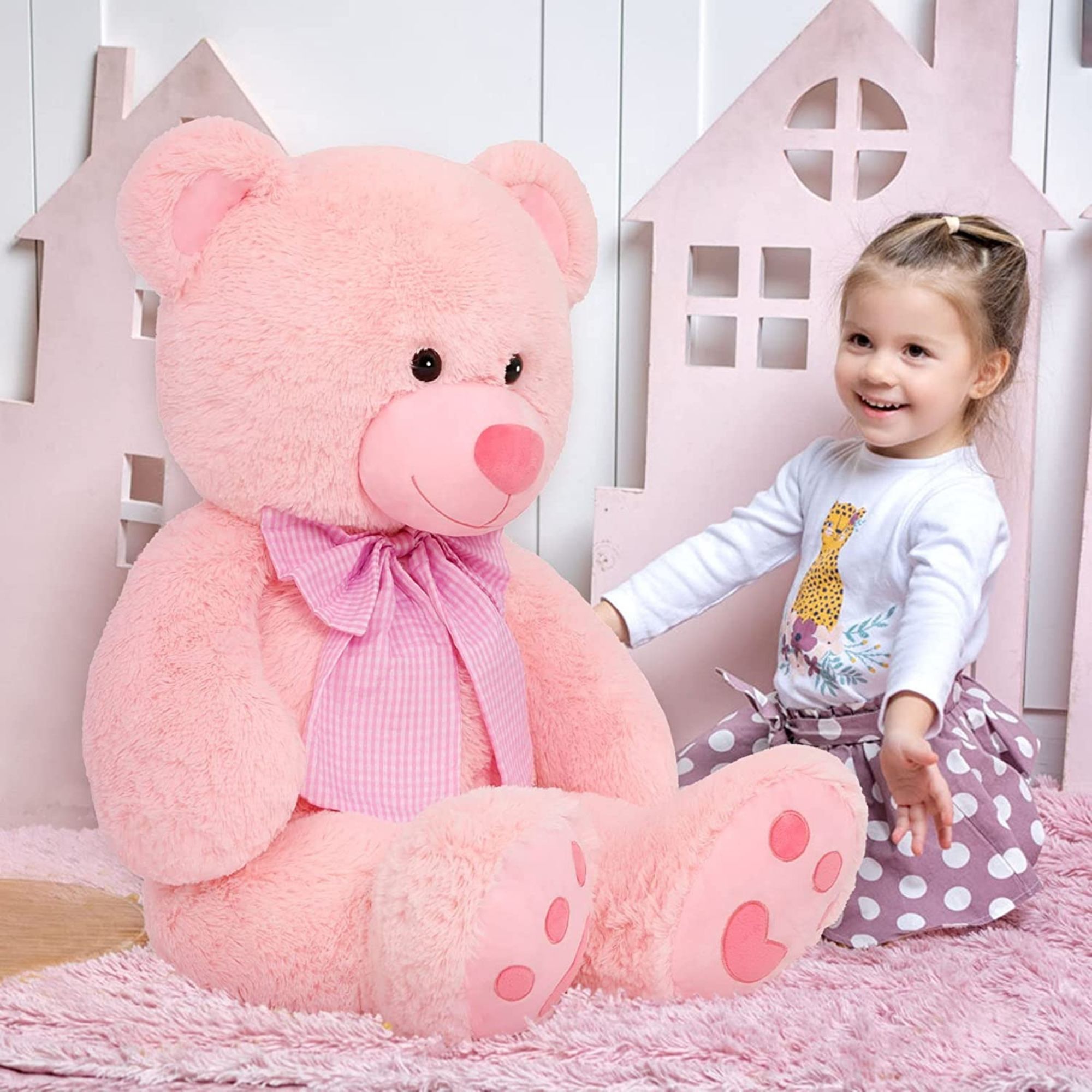 Morismos 4-Foot Pink Giant Teddy Bear Plush photo 4
