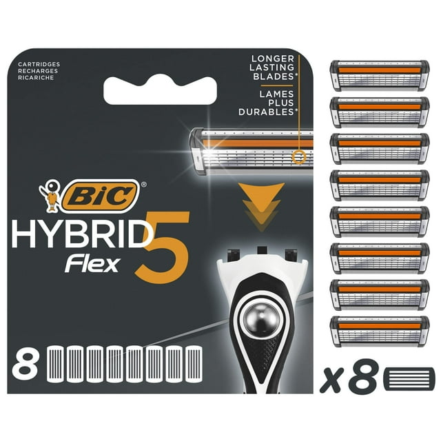 Recambios de Cuchillas BIC Hybrid 5 Flex para Hombre con 8 Cartuchos