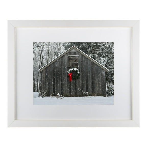 Trademark Fine Art 'Christmas Barn In The Snow' Matted Framed Art by Kurt Shaffer