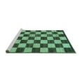 thumbnail image 2 of Ahgly Company Machine Washable Indoor Round Checkered Turquoise Blue Modern Area Rugs, 3' Round, 2 of 4