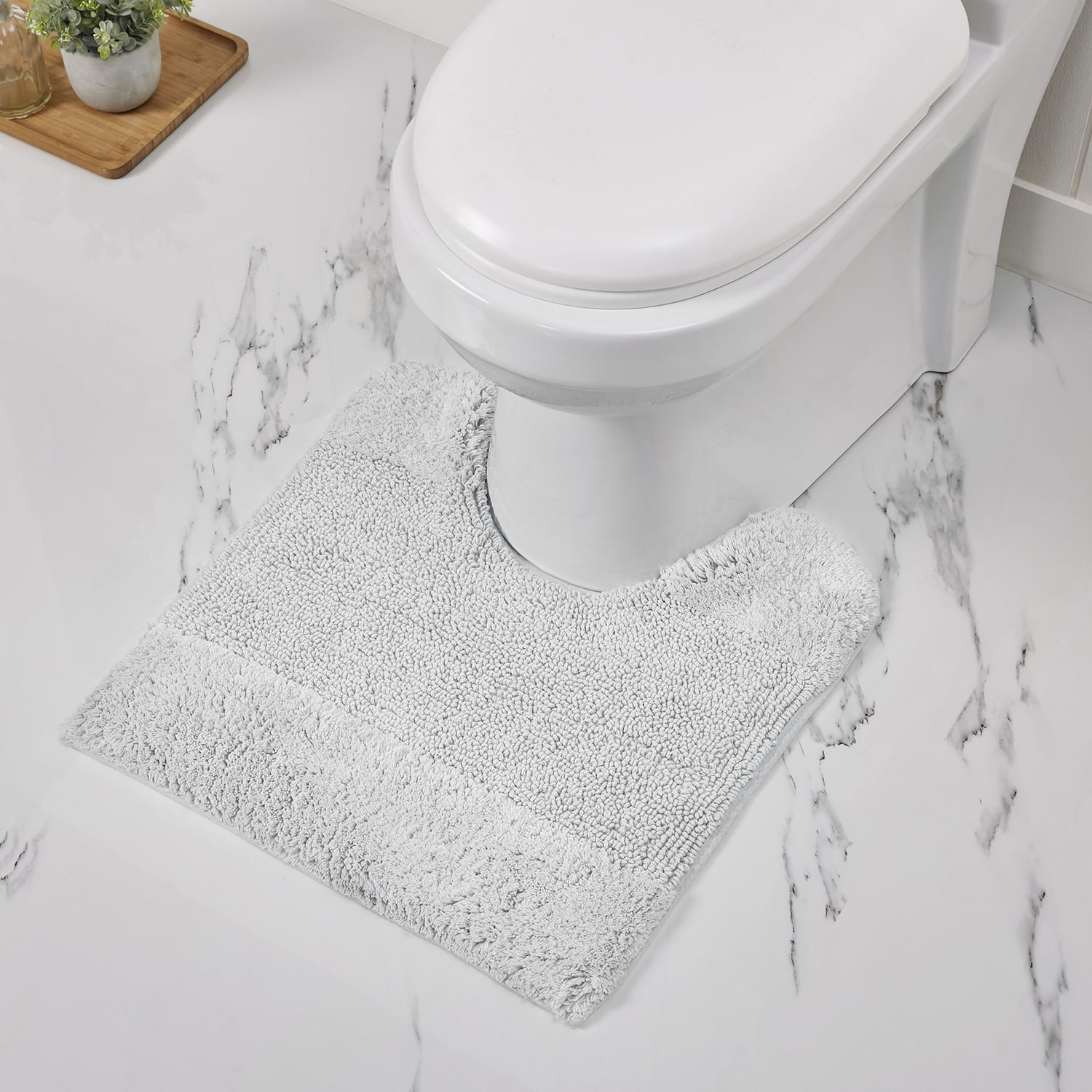 Better Trends 4 Piece Bathroom Rug Set, 100% Cotton, Extra Soft Tufted Bath Mat, Water Absorbent & Non Slip Bath Rug, (White) Granada Collection