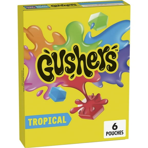 Gushers Fruit Flavored Snacks, Tropical Fruit Flavor, 6 Pouches, 4.8 oz