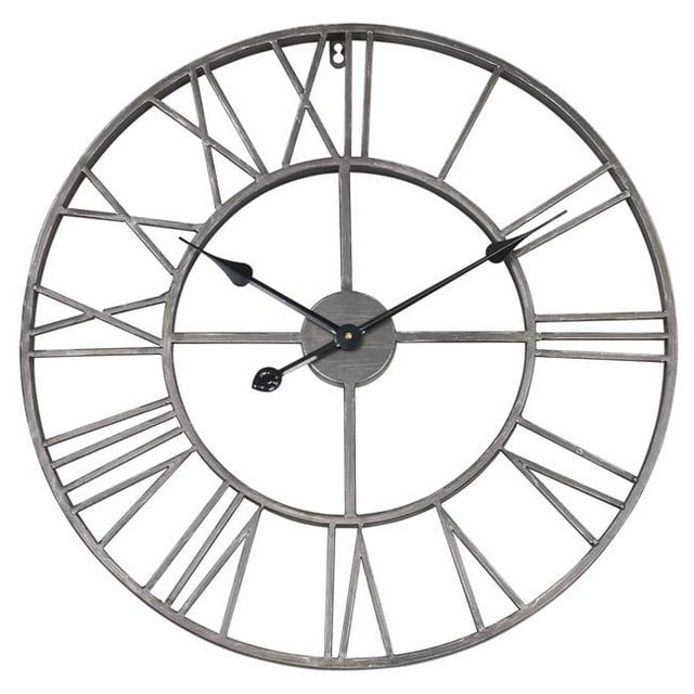 Utopia Alley CL9GY 24 in. dia. Round Roman Wall Clock, Gray