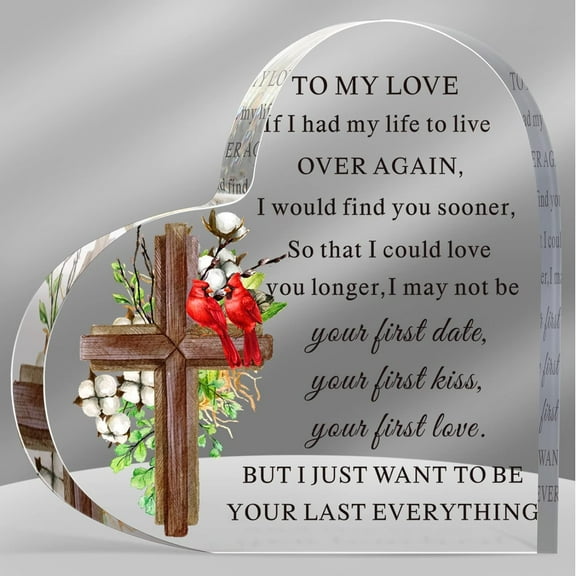 To My Love Acrylic Gift for Her Romantic Boyfriend Gifts Girlfriend Love Cute Gifts Ideas Anniversary Valentines Birthday Girlfriend Gift for Him Husband Wife Women Men (Cross)