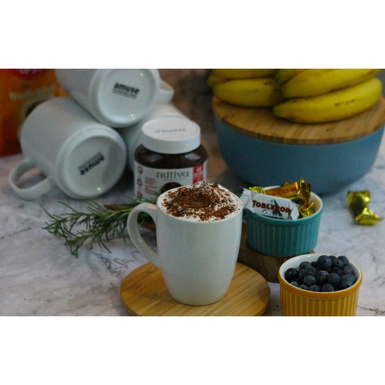 Amuse Cozy Collection – Set 6 Tazze Professionali Da 340 Ml, Porcellana Bianca, Per Caffè, Tè E Cioccolata, Lavastoviglie