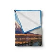 thumbnail image 2 of Snow Mountain Soft Flannel Fleece Blanket, Country Road Image to Mount Fuji Along Lake Yamanaka in Japan, Cozy Plush for Indoor and Outdoor Use, 60" x 80", Azure Blue and Multicolor, by Ambesonne, 2 of 5