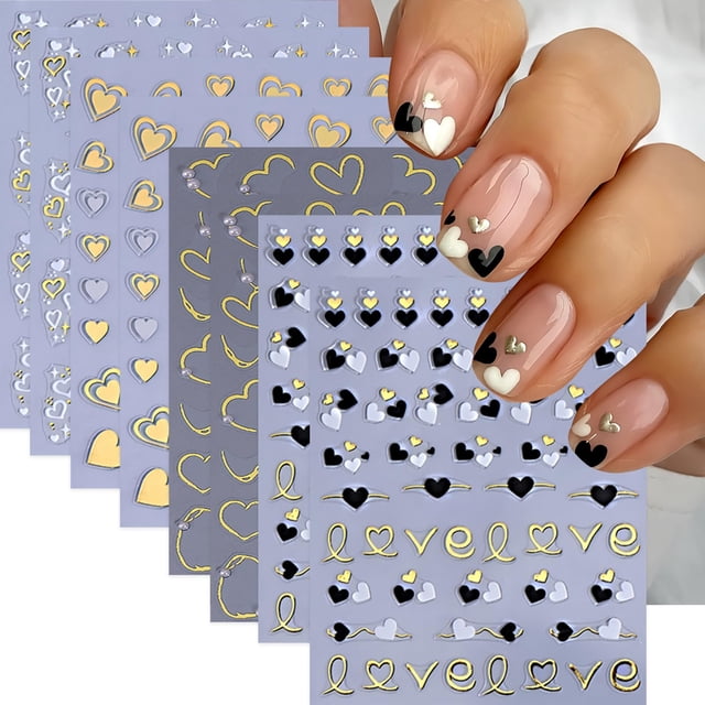 Adhesivos para uñas CNSyBaris, Día de San Valentín, 3D, autoadhesivos, 8 unidades