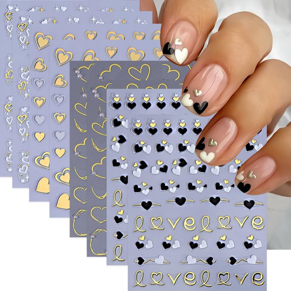 Adhesivos para uñas CNSyBaris, Día de San Valentín, 3D, autoadhesivos, 8 unidades