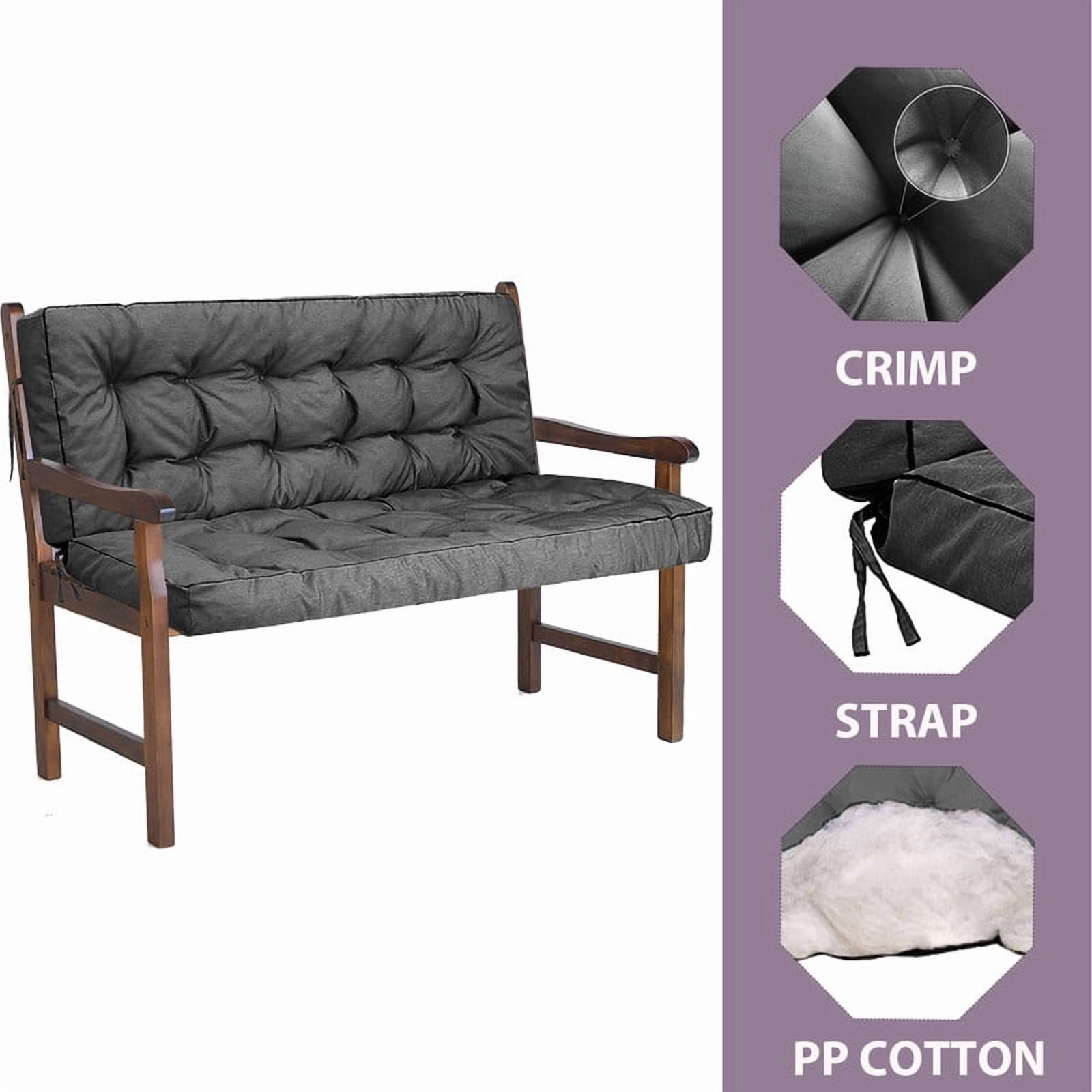 Swing Cushions 3 Seater Replacement, Waterproof Porch Swing Cushions, Thicken 5" Bench Cushions for Outdoor Furniture With Backrest , Patio Garden Loveseat Sofa Pads
