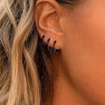 thumbnail image 4 of Cterwk 3 Pairs 14K Gold Plated Huggie Hoop Earrings for Women Men, Minimalist Gold Huggie Hoop Earrings, Black, 4 of 5