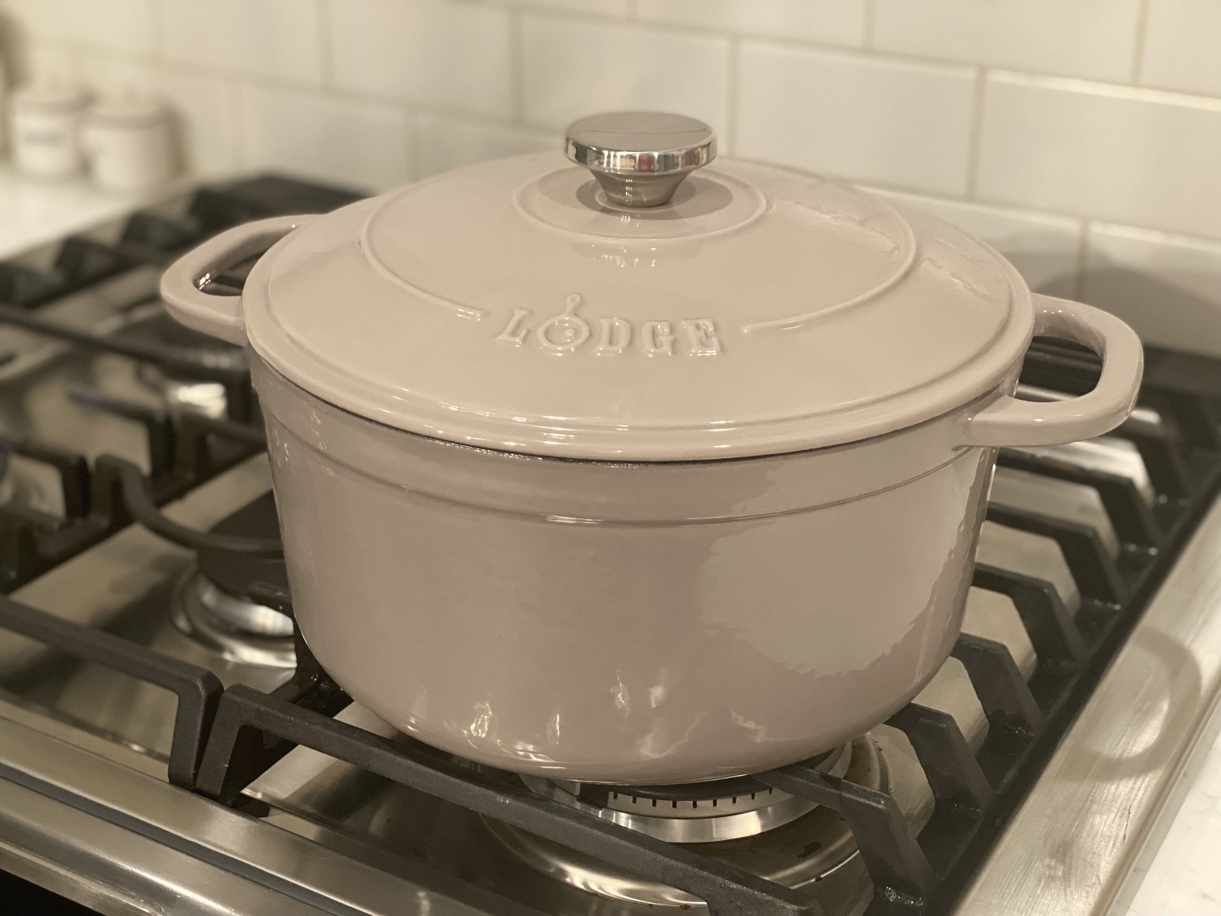 Lodge Cast Iron 6.5 Quart Enameled Dutch Oven, Ash