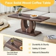 thumbnail image 4 of Hassch 43.3" Rectangle Coffee Table, Farmhouse Center Table with Rounded Corner & Sturdy Wood Base, Rustic Cocktail Tea Table for Living Room Apartment, Walnut, 4 of 9