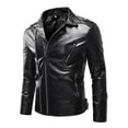 thumbnail image 4 of Aimik Men's Slim Fit Motorcycle Leather Jacket with Diagonal Zip Front Shoulder Epaulets and Zipper Pockets for Stylish Look, 4 of 6