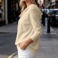 thumbnail image 5 of Cowsor Womens Hooded Button Down Cardigans Long Sleeve Drawstring Hood Side Pockets Solid Color Relaxed Fit Soft Knit Breathable Casual Layering Sweater Tops, 5 of 7