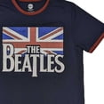 thumbnail image 2 of The Beatles Unisex Ringer T-Shirt: Drop T Logo & Vintage Flag (Large), 2 of 2