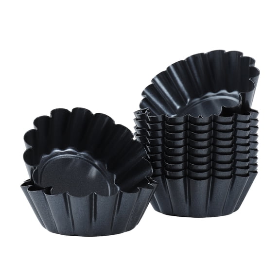 Soimiss Muffin Baking Cups Small Tart Pans Carbon Steel Black 12Set