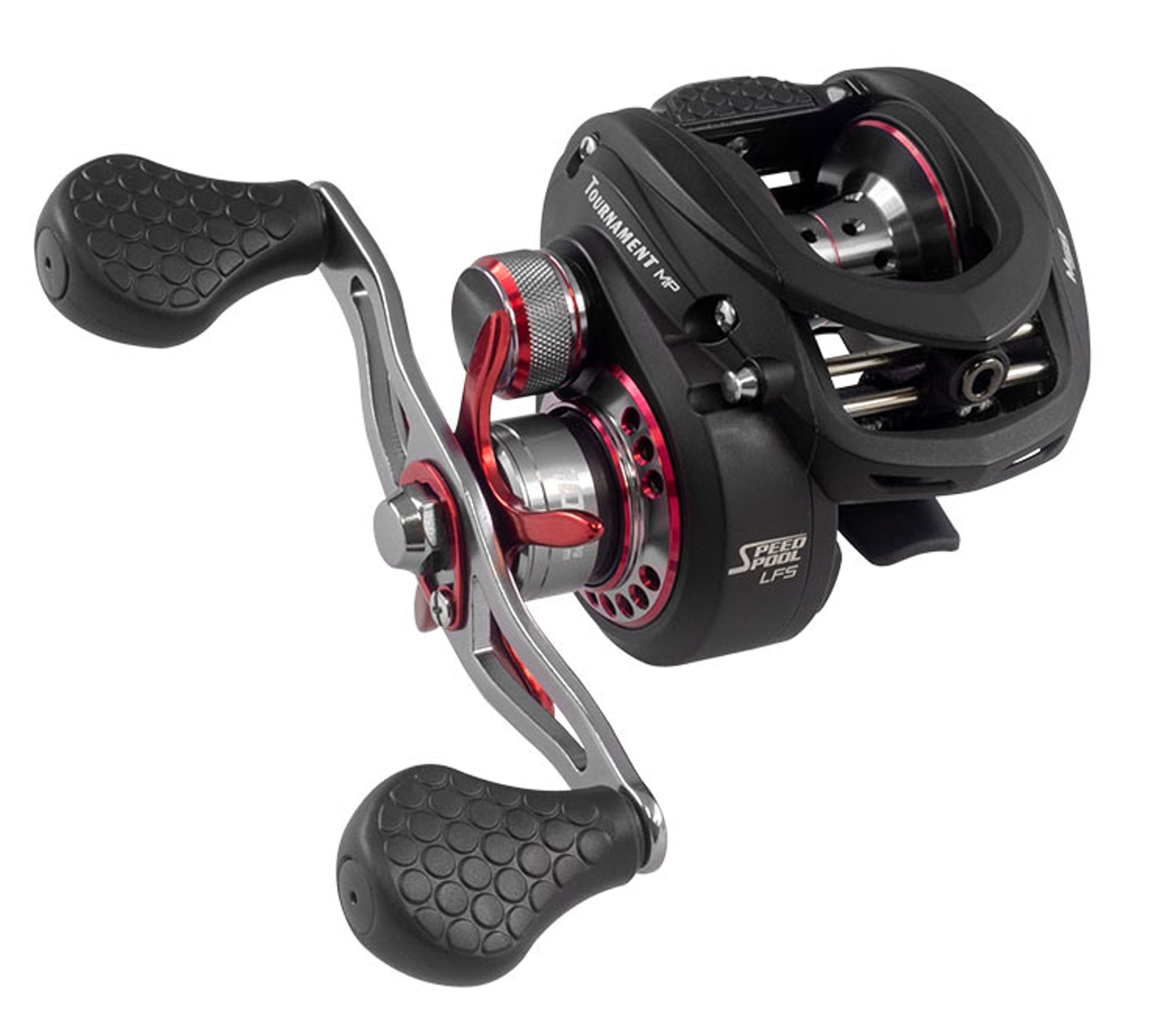 Lew's Tournament MP Speed Spool Baitcast Fishing Reel, Right-Hand Retrieve,  8.3:1 Gear Ratio, One-Piece Aluminum Body with Graphite Side plate,  Black/Red 