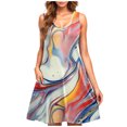 thumbnail image 2 of YanTaoRuo Women's 2025 Summer Floral Mini Dress, Sleeveless Scoop Neck Boho Beach Vacation Short Sundresses, Bohemian Dress for Women *Orange~ L, 2 of 5