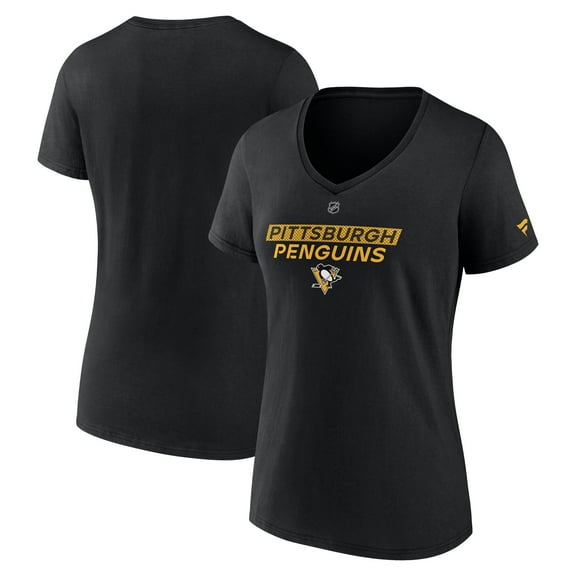 Women's Fanatics Black Pittsburgh Penguins Authentic Pro Core Primary V-Neck T-Shirt