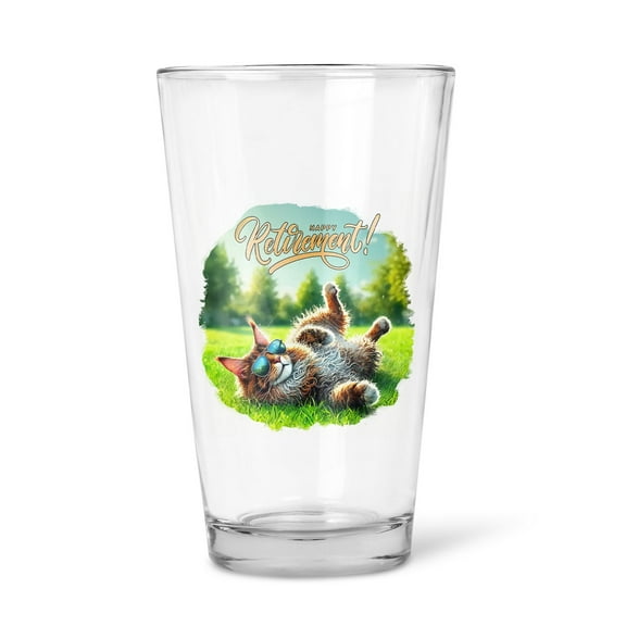 Happy Retirement with Maine Coon Enjoy Life Rest Time 16oz Pint Beer Glass Mug Cat Lover Kitten Owner Gifts Beer Glasses Cup - 02027