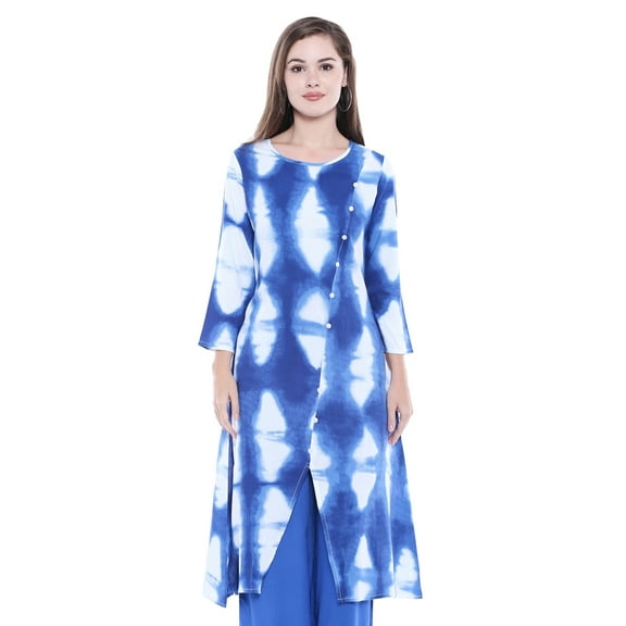 In-Sattva Women's Indian Summer Tie Dye Print Flared Kurta Tunic