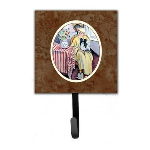 Lady with Her Papillon Leash or Key Holder