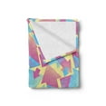 thumbnail image 2 of Modern Soft Flannel Fleece Throw Blanket, Illustration of Halftone Direction Pointers in Vaporwave Colors, Cozy Plush for Indoor and Outdoor Use, 70" x 90", Pink Sky Blue, by Ambesonne, 2 of 5
