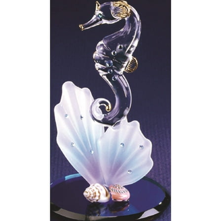 Fashion Seahorse And Shell Glass Figurine (3 X 3) Made In China gl3728