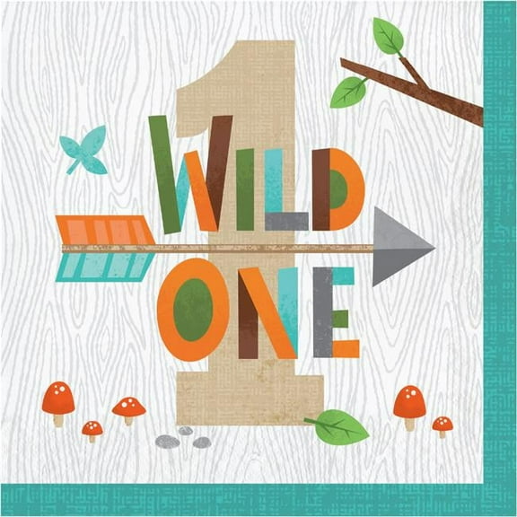 Creative Converting 343948 6.5 in. Wild One-1st Napkins - Case of 12 - 16 Count