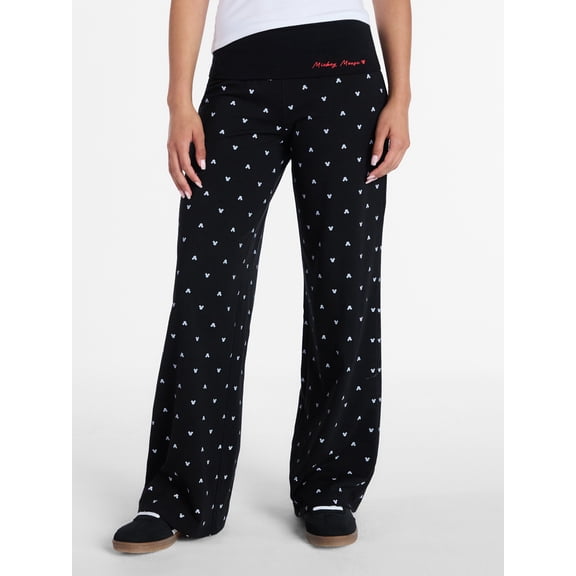 Mickey Mouse Women’s Wide Leg Foldover Pants, Sizes XXS-XXL
