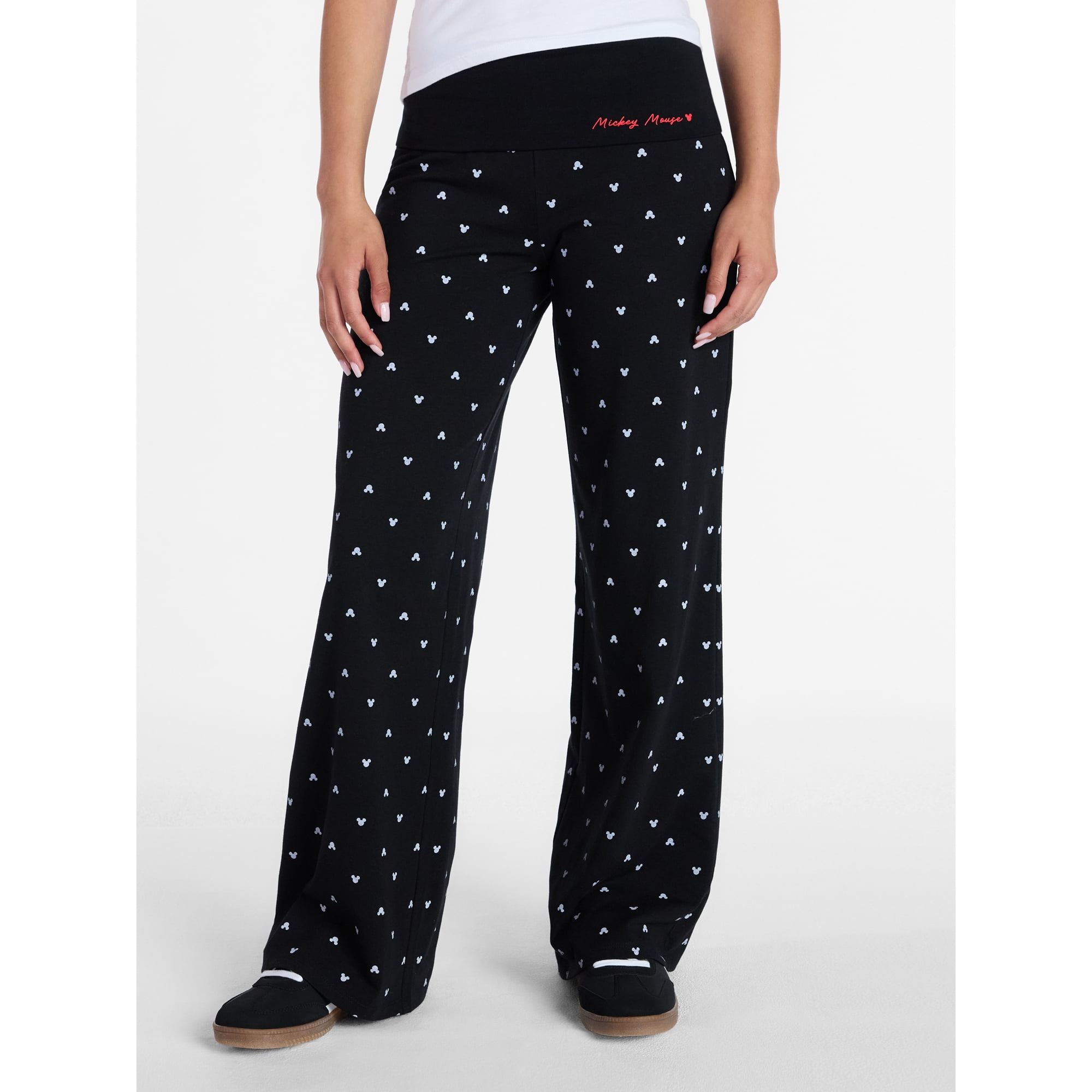 Mickey Mouse Women’s Wide Leg Foldover Pants, Sizes XXS-XXL