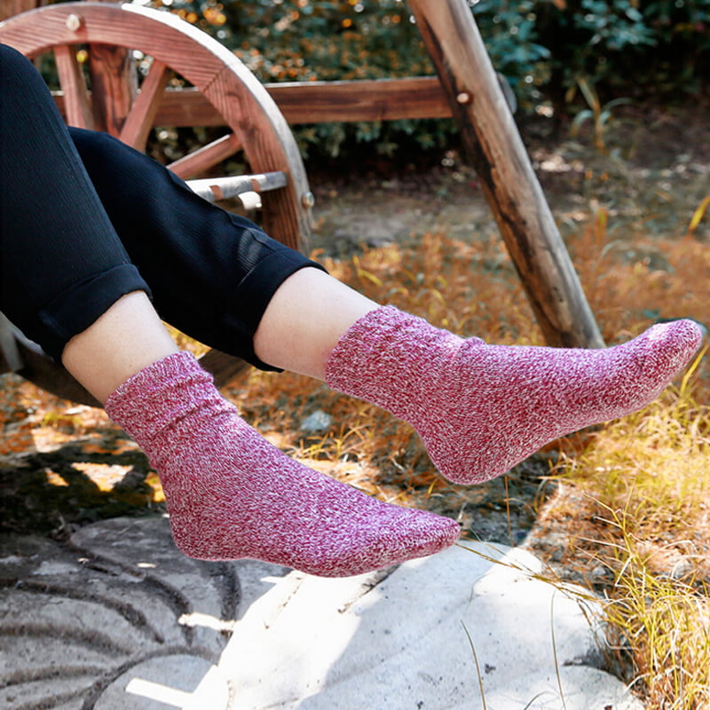 5 Pairs Women Ladies Thick Winter Socks Warm Wool Christmas Nordic Novelty Sock 