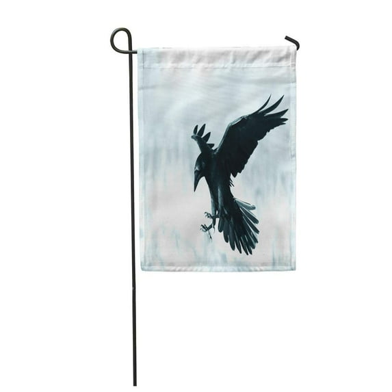 SIDONKU Bird Black Raven Corvus Corax Landing in Moonlight Scary Creepy Gothic Setting Garden Flag Decorative Flag House Banner 12x18 inch