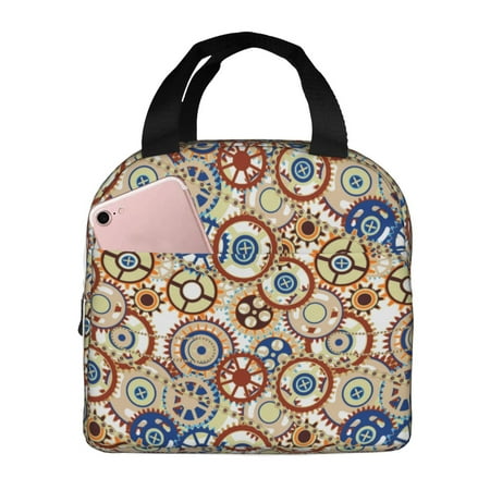 Insulated Lunch Bag for Women Men - colorful gear Pattern Leakproof Cooler Lunch Box for Women Men  Lunch Tote Bags for Work School Picnic Travel