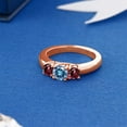 thumbnail image 4 of Gem Stone King 18K Rose Gold Plated Silver 3-Stone Ring Round Persian Blue Moissanite and Rhodolite Garnet Red (1.24 Cttw, Size 7), 4 of 4
