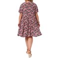 thumbnail image 3 of Agnes Orinda Women's Plus Size Sundress Floral V Neck Short Sleeve Beach Vacation Summer Midi Dress with Pockets 2X Black, 3 of 6