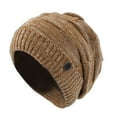 thumbnail image 2 of HESHENG Winter Beanie Knitted Hats with Buttons to Hold Face Mask Warm Stretchy Cozy Skull Cap Hat for Women Men, Coffee, 2 of 6