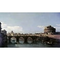 thumbnail image 2 of Bellotto, Bernardo 18x12 Black Ornate Wood Framed with Double Matting Museum Art Print Titled - View of The Tiber With The Castel SantAngelo, 2 of 4