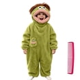 thumbnail image 2 of Funny Big Mouth Monster Onesie with Large Comb Prop,Green Silly Puppet Cosplay One Piece Pajamas, Warm Home Loungewear, Oversized Fleece Sleepwear for Parent & Little One, 2 of 6