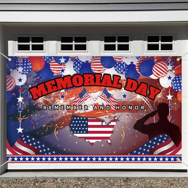 Tapiz para colgar en la pared con fuegos artificiales del Día de los Caídos, 150 cm x 100 cm