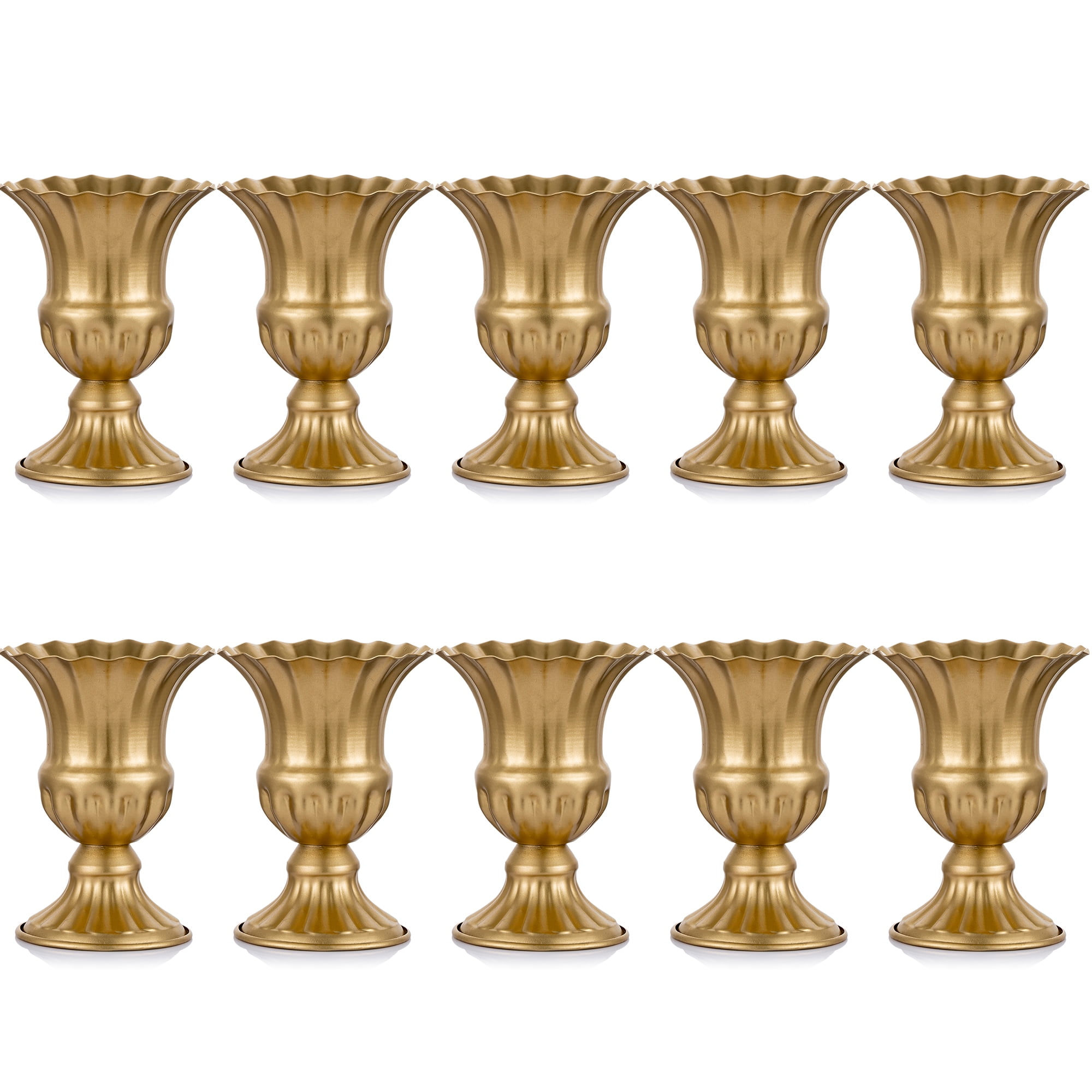 Nuptio Gold Flower Vase for Wedding Centerpiece Metal Pedestal Vase Set