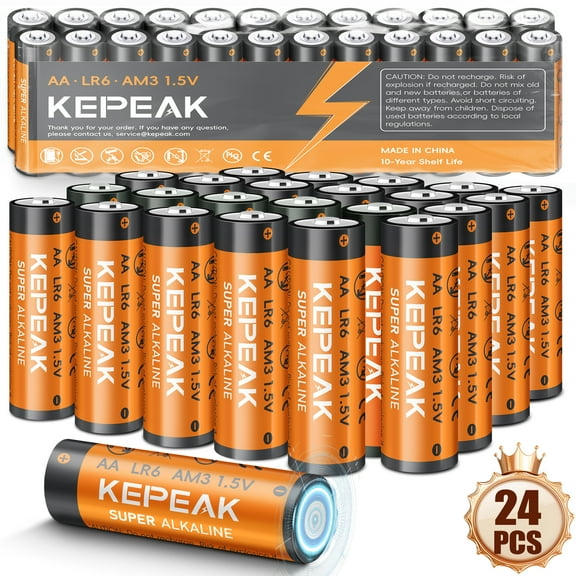 AA Batteries 24 Pack, Double A Alkaline Batteries