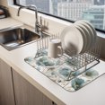 thumbnail image 2 of Vintage Blue Flower Dish Drying Mats for Kitchen Counter, Watercolor Floral Modern Minimalist Abstract Absorbent Coffee Bar Mat with Non-slip Rubber Backed Quick Drying Dish Rack Pad 16"x24", 2 of 9